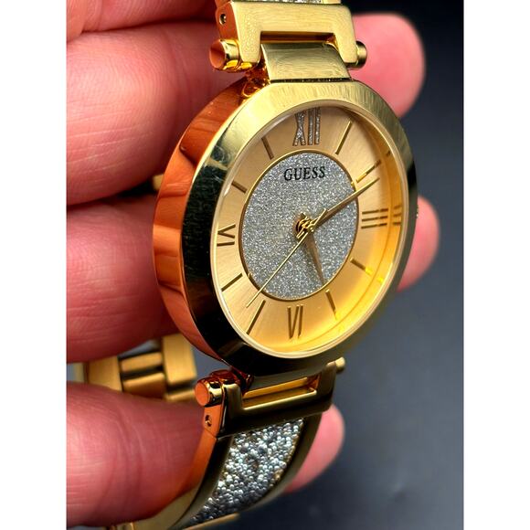 Guess Aurora Women\'s Gold-Tone Stainless Steel & Zwarovski Crystals Bangle Watch main image 6